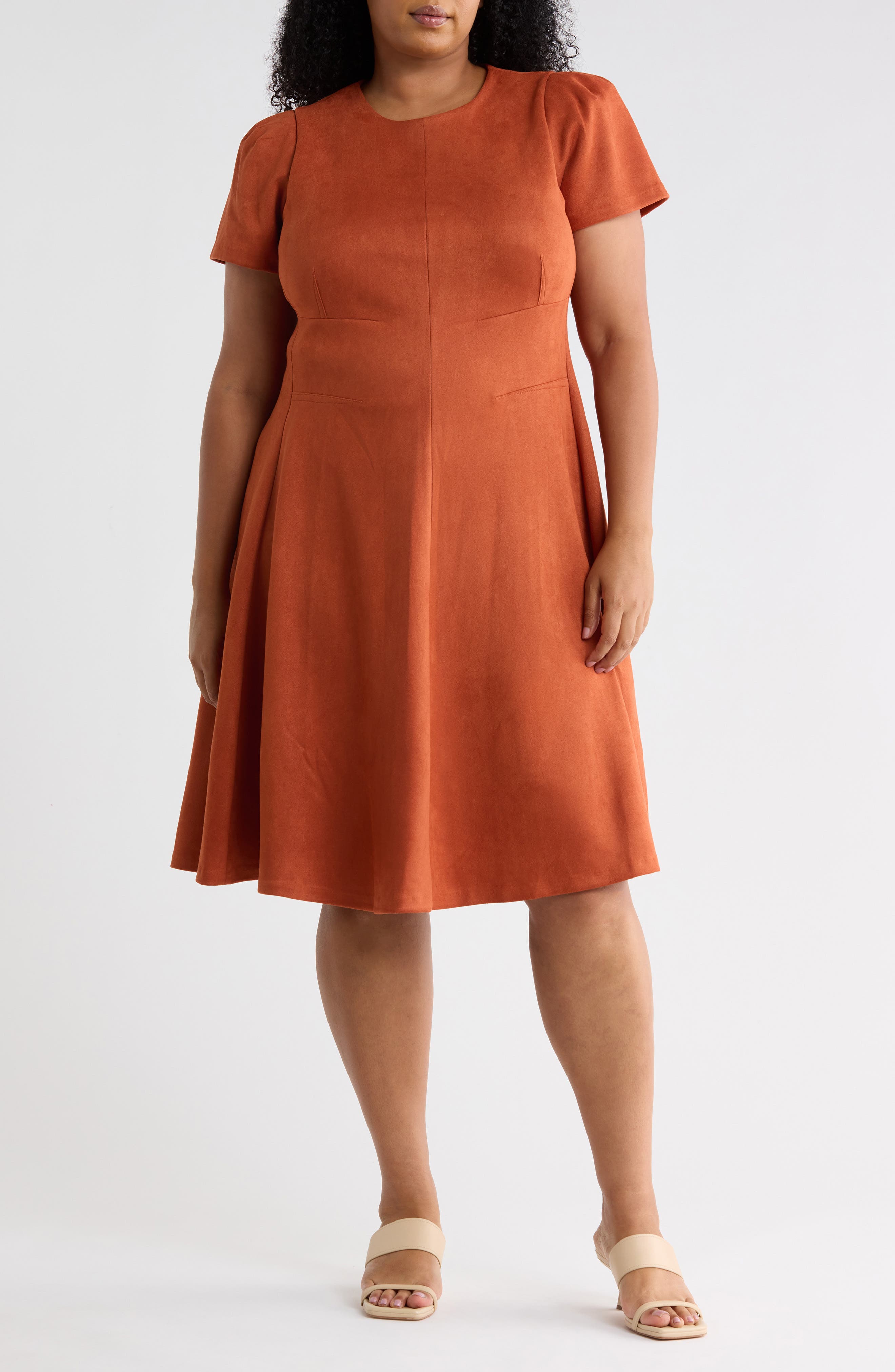 Faux Suede Fit & Flare Dress