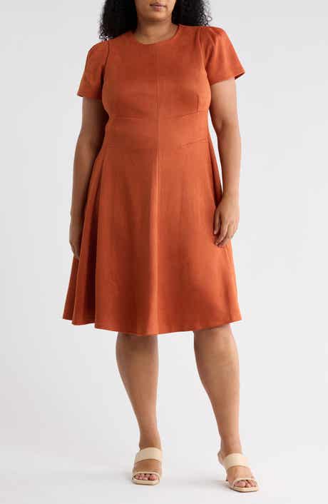 Faux Suede Fit & Flare Dress