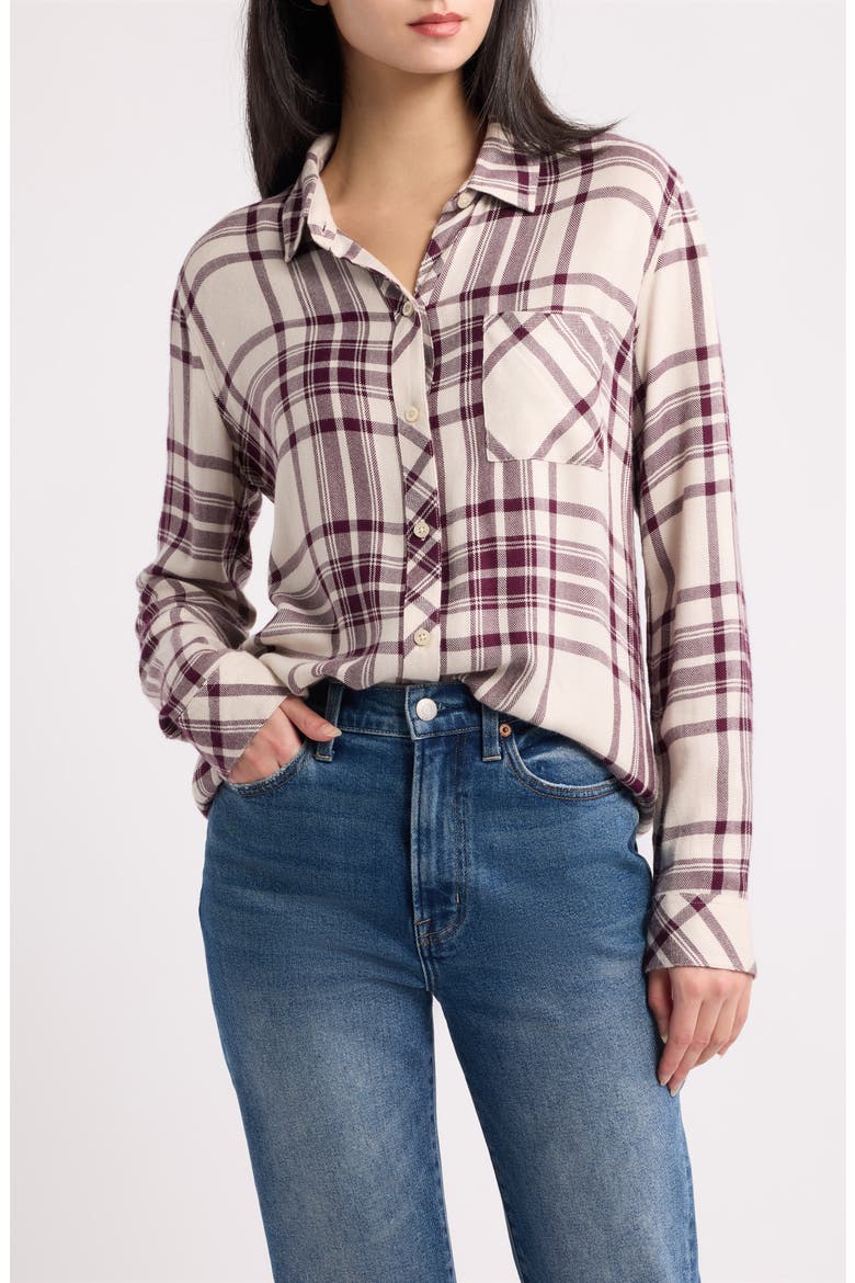 Hunter Plaid Shirt, Main, color, IVORY MAROON