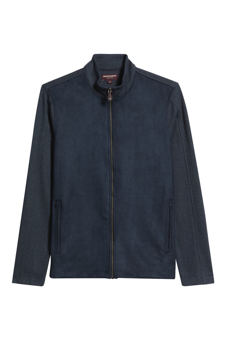 Sueded Mixed Media Jacket, Alternate, color, NAVY