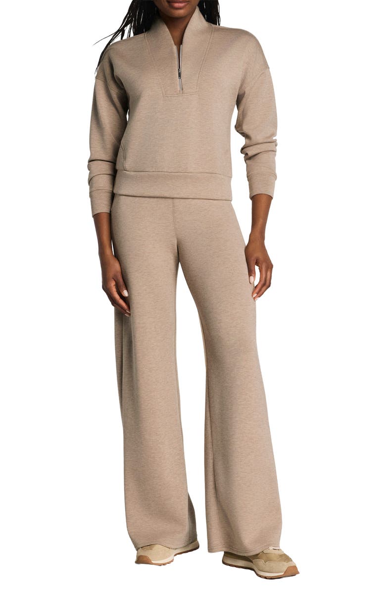 SPANX<sup>®</sup> AirEssentials Shawl Collar Half Zip Pullover, Alternate, color, Dune Heather