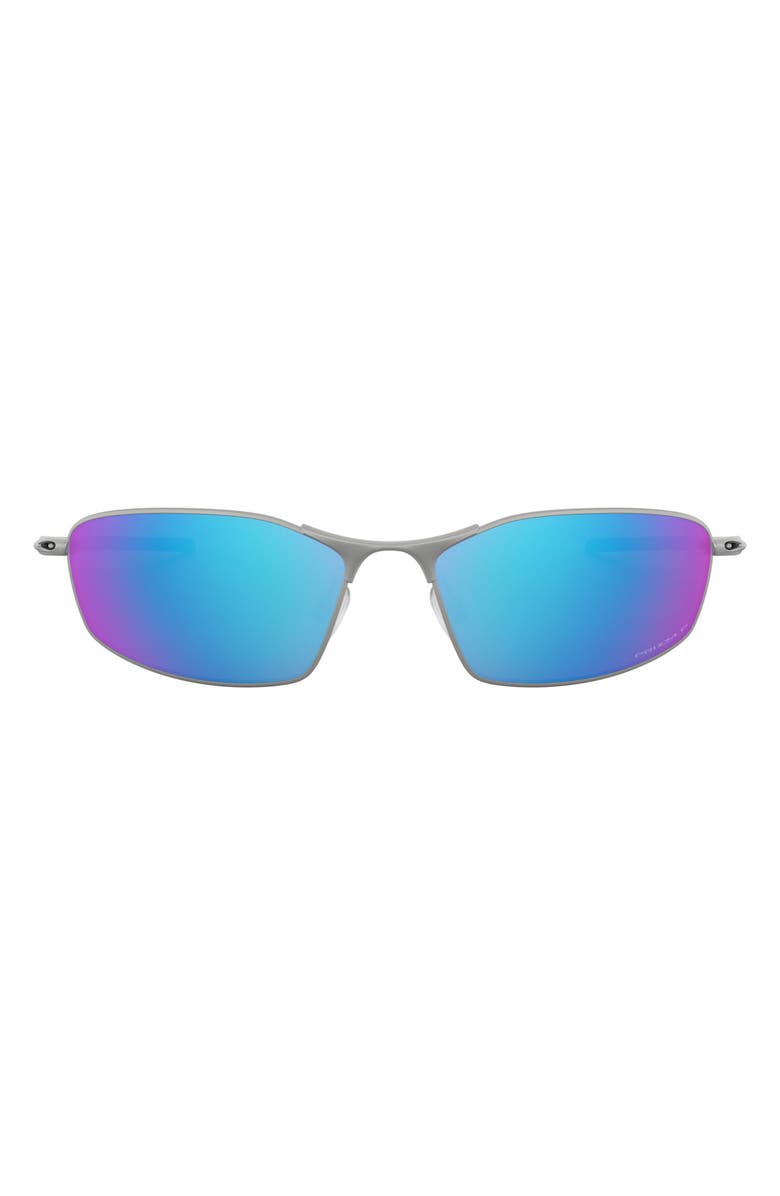 Oakley 60mm Polarized Rectangle Sunglasses, Main, color, Satin Chrome/ Prizm Sapphire