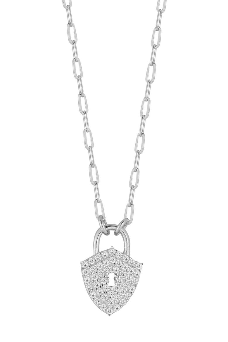 Cubic Zirconia Shield Pendant Necklace, Main, color, SILVER