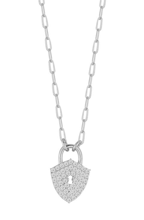 Cubic Zirconia Shield Pendant Necklace