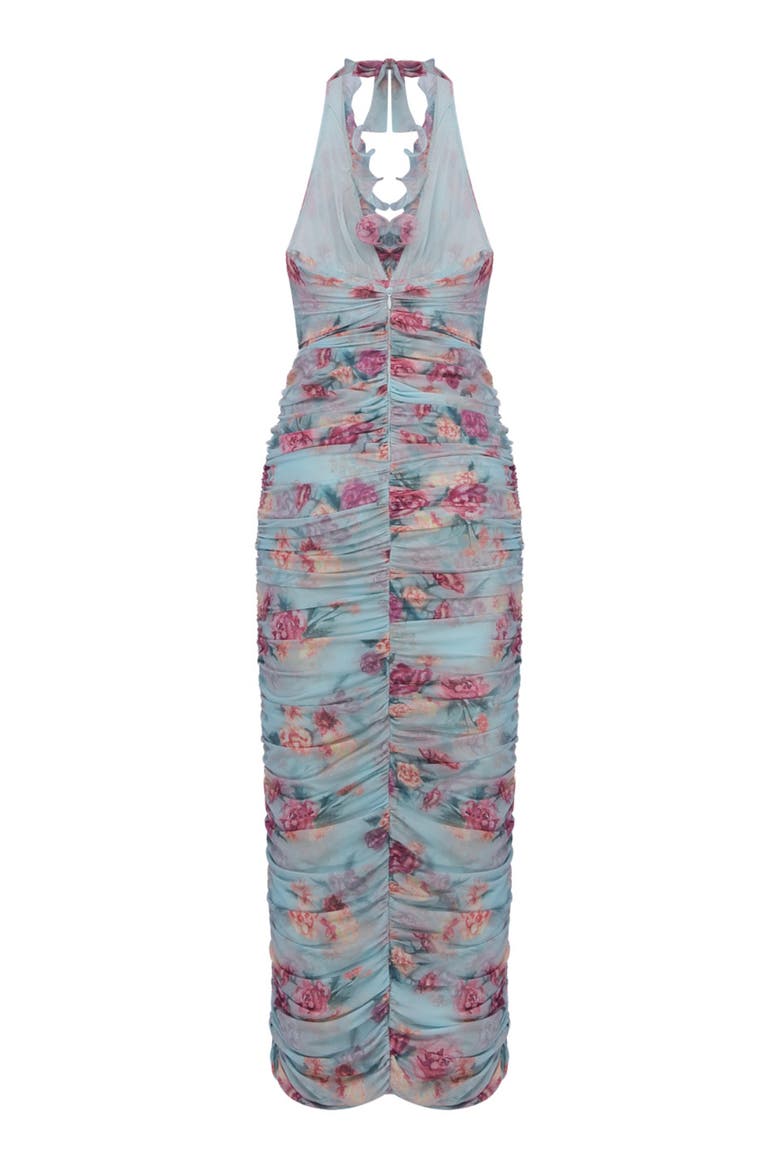 Flora Mist Midi Dress, Alternate, color, BLUE