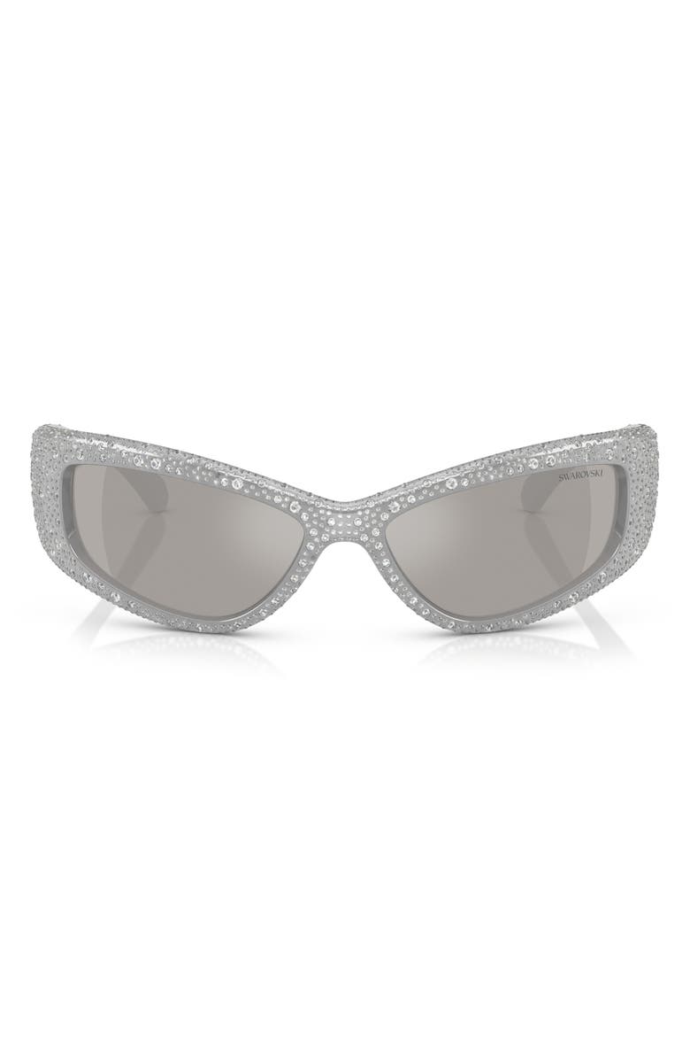 Swarovski 60mm Irregular Sunglasses, Main, color, Silver Mirror