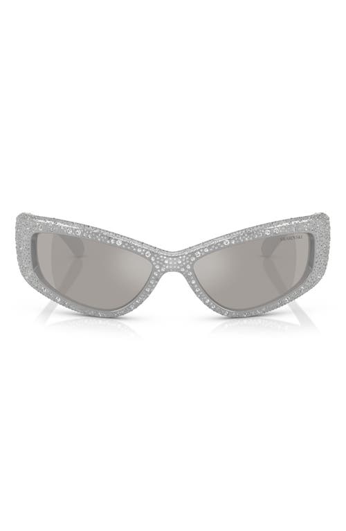 Swarovski 60mm Irregular Sunglasses In Silver Mirror