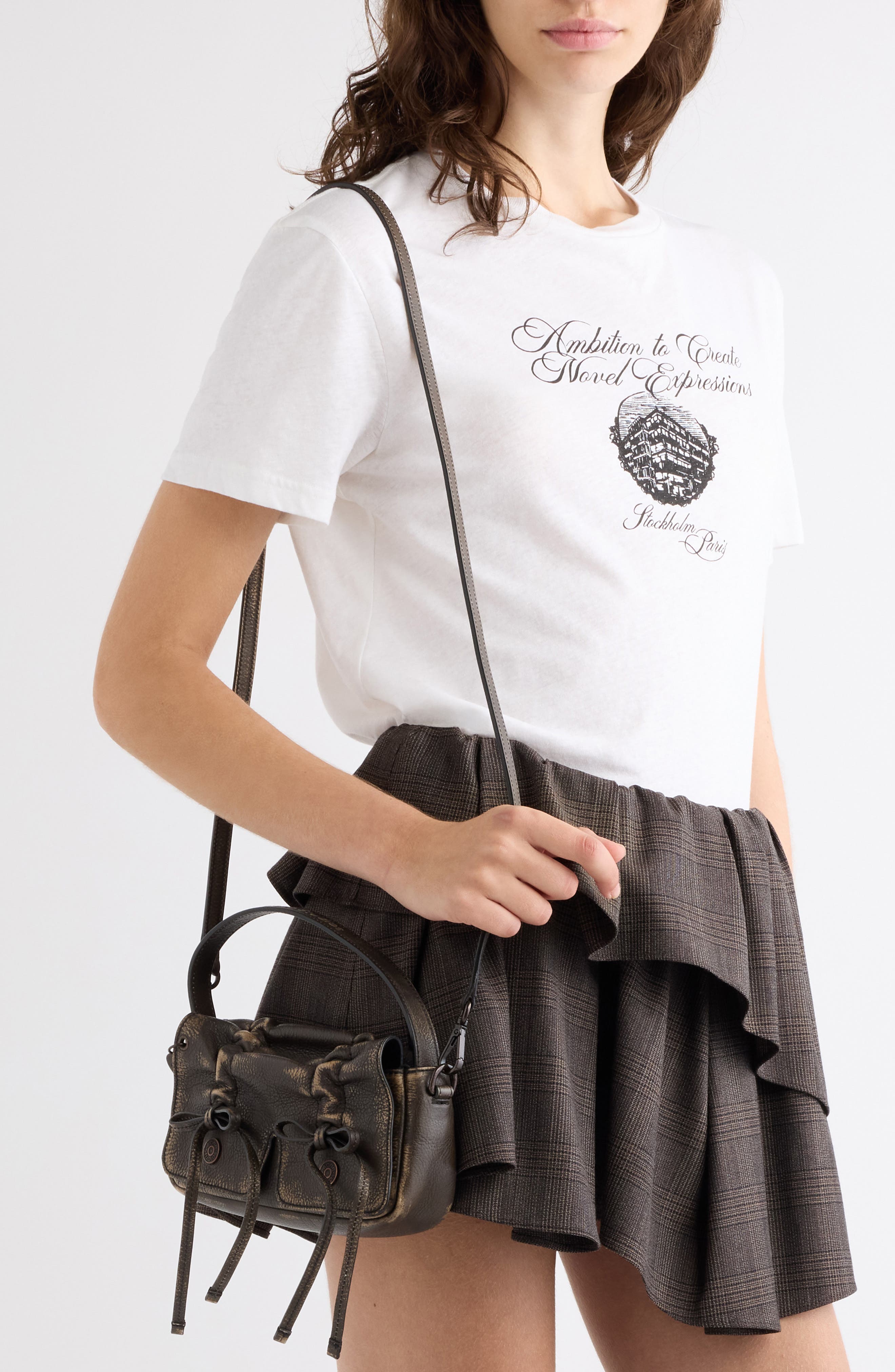 Multipocket Leather Shoulder Bag, Alternate, color, DARK BROWN/ BEIGE