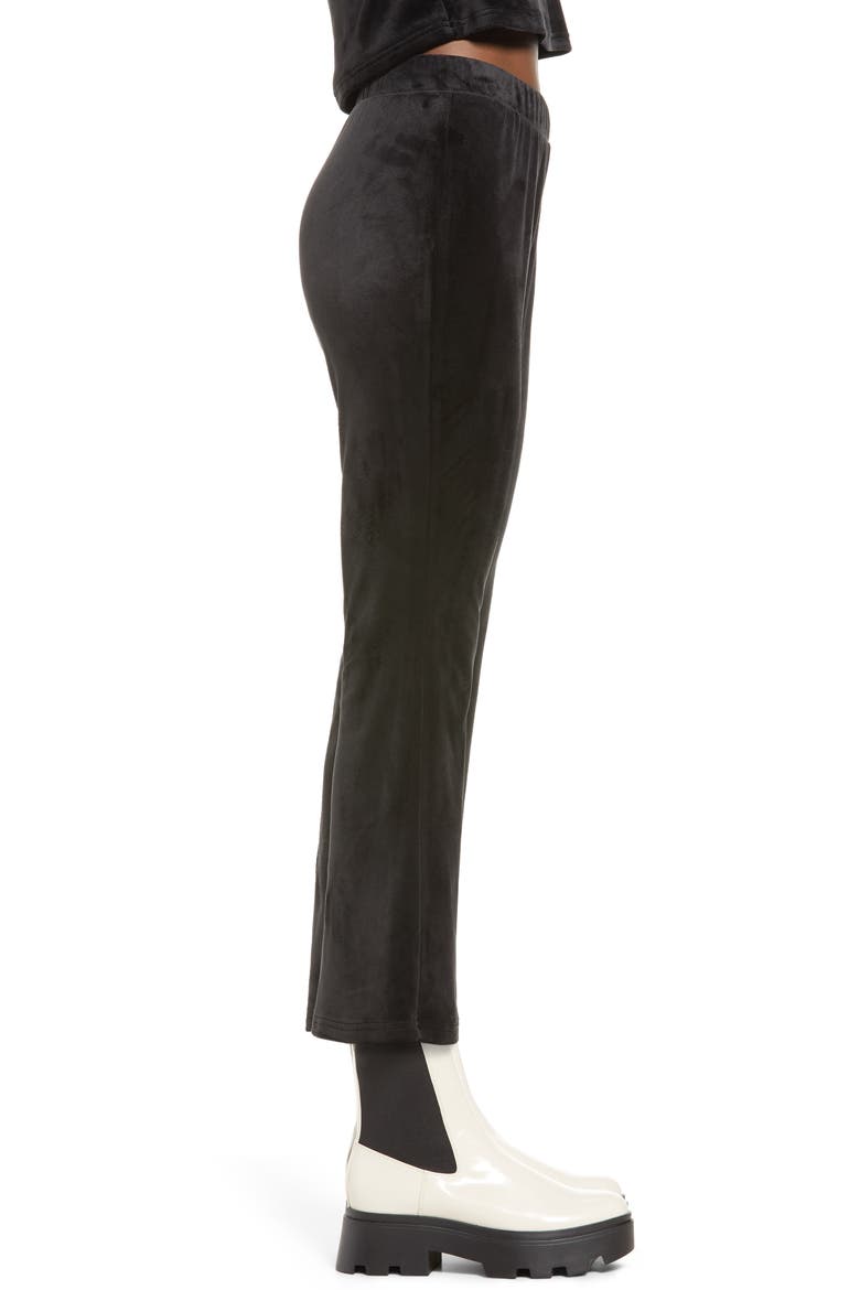 Athena Velvet Flare Crop Pants, Alternate, color, BLACK