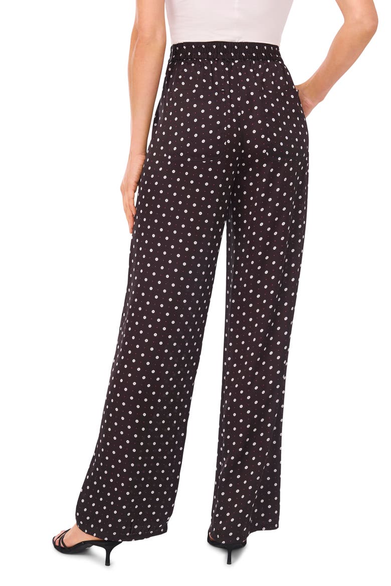 Floral Elastic Waist Straight Leg Pants, Alternate, color, RICH BLACK
