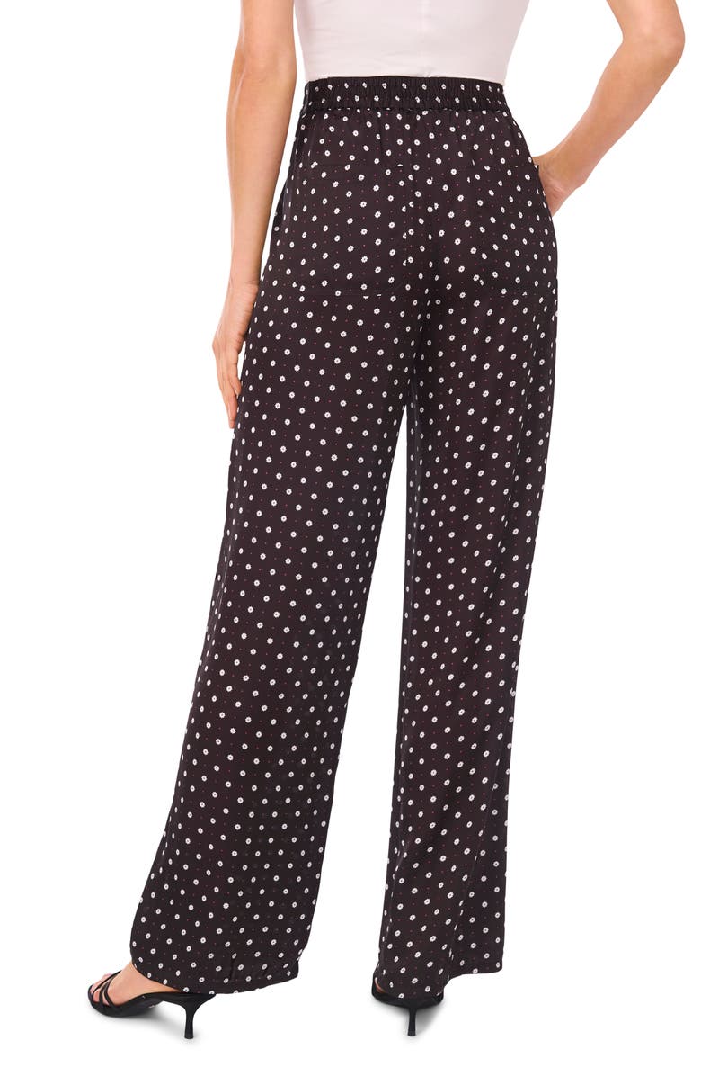 CeCe Floral Elastic Waist Straight Leg Pants, Alternate, color, Rich Black