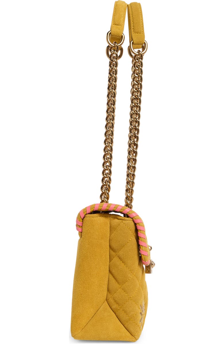 Kurt Geiger London Brixton Sequin Flower Suede Shoulder Bag, Alternate, color, Dark Yellow