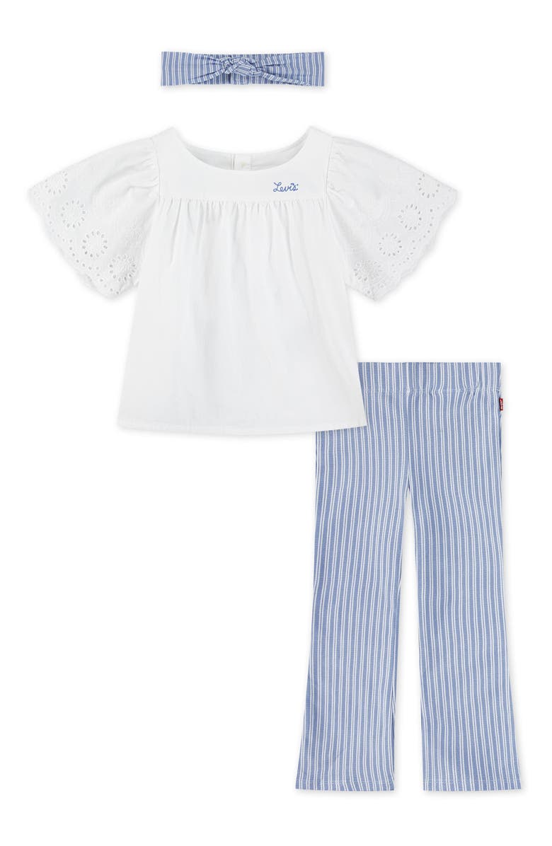 Levi's<sup>®</sup> Flutter Sleeve Top, Leggings & Headband Set, Main, color,