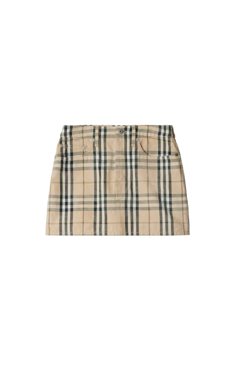 Burberry Check Denim Mini Skirt, Alternate, color, 