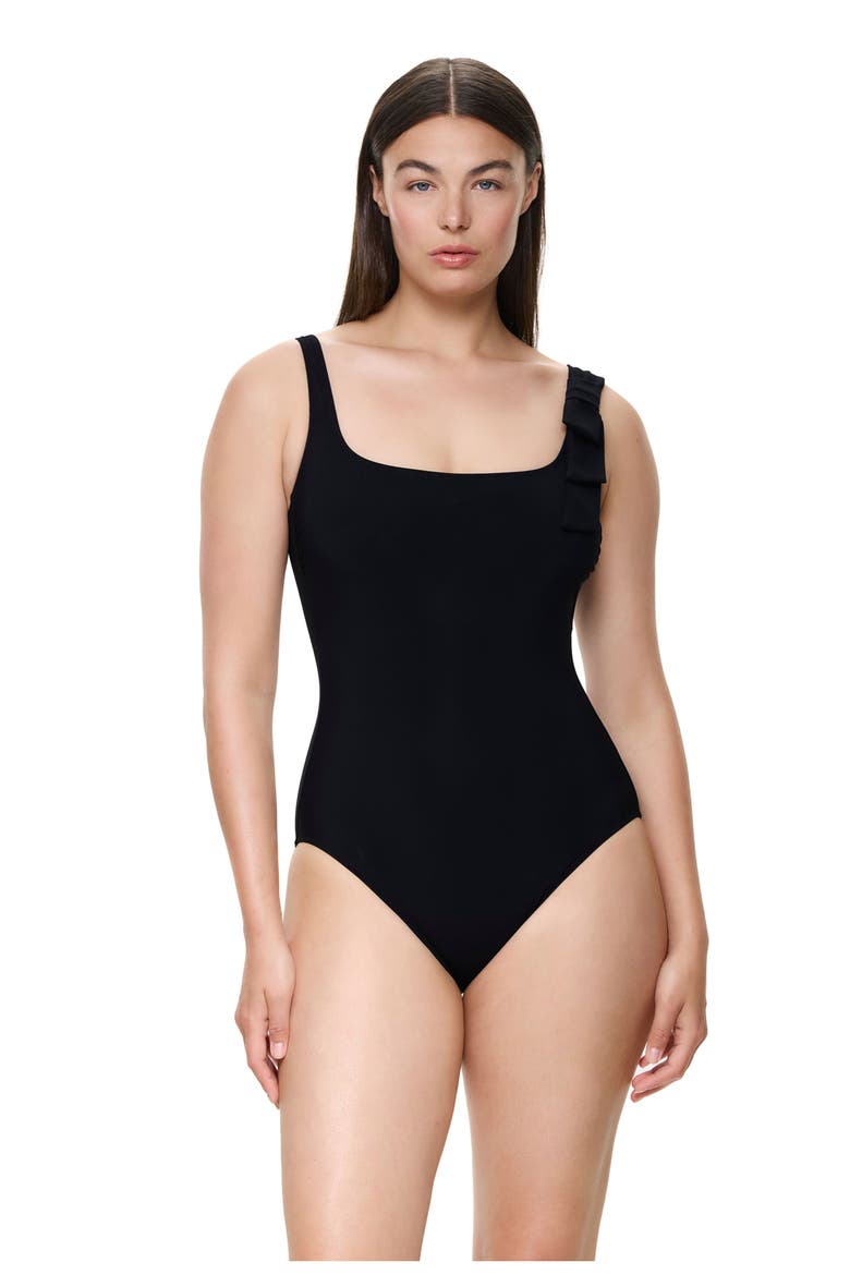Modern Muse Square Neck One Piece, Alternate, color, Black