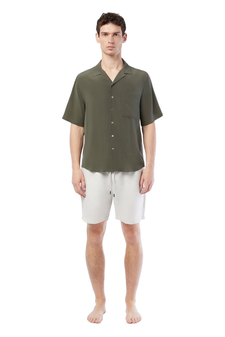 Silk Vacation Short Sleeve Shirt, Main, color, Dark Olive