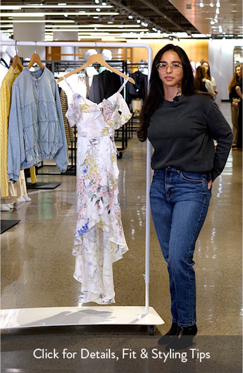 Floral Ruffle High-Low Wrap Dress, sales video thumbnail