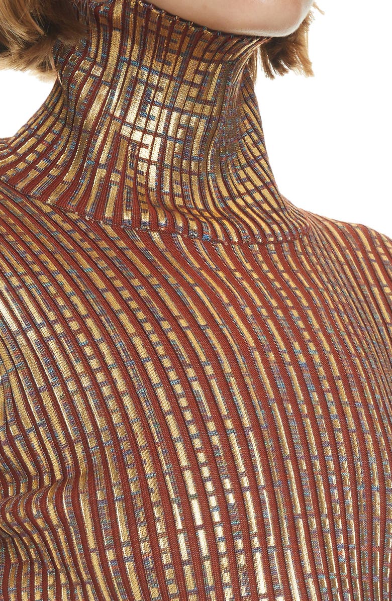 Balmain Laminated Monogram Rib Crop Turtleneck, Alternate, color, 