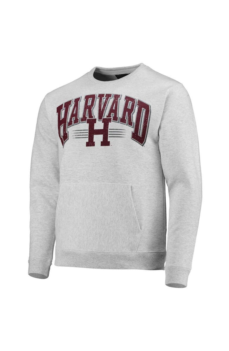 LEAGUE COLLEGIATE WEAR Men's League Collegiate Wear Heathered Gray Harvard Crimson Upperclassman Pocket Pullover Sweatshirt, Alternate, color, 