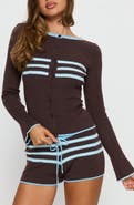 Princess Polly Beverlea Stripe Rib Cardigan