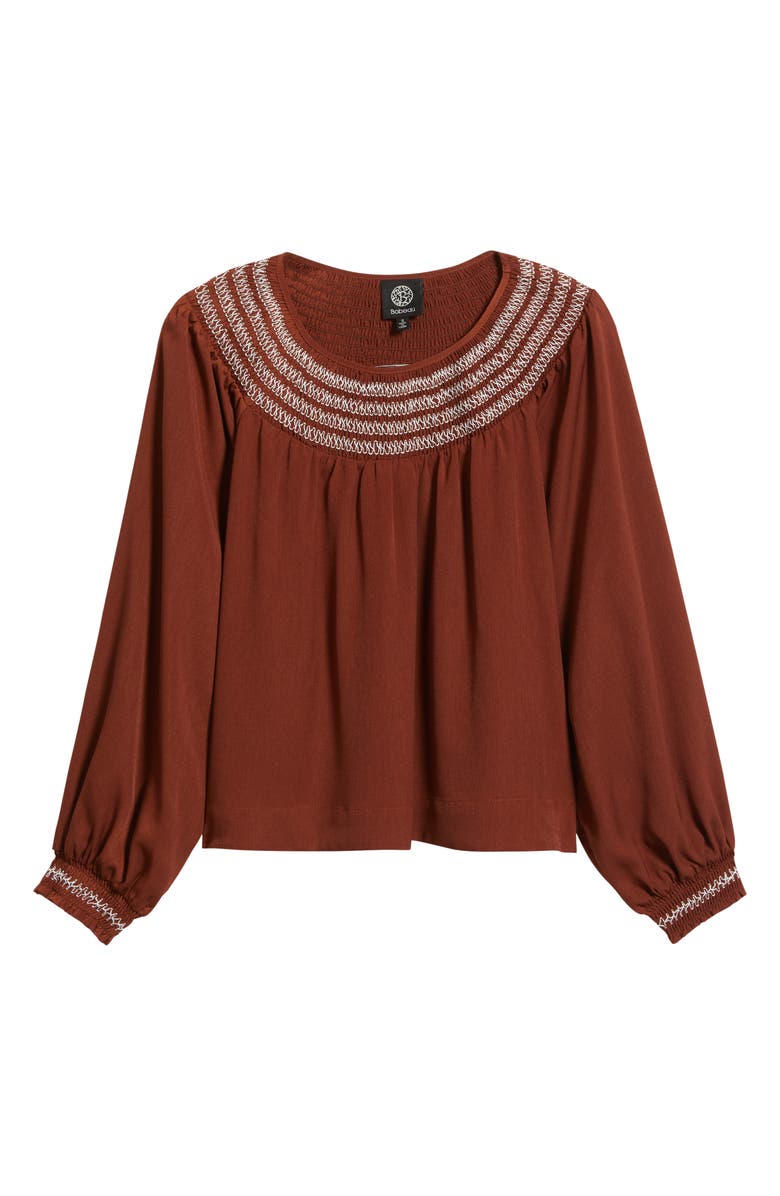 Bobeau Embroidered Peasant Top, Alternate, color, Picante