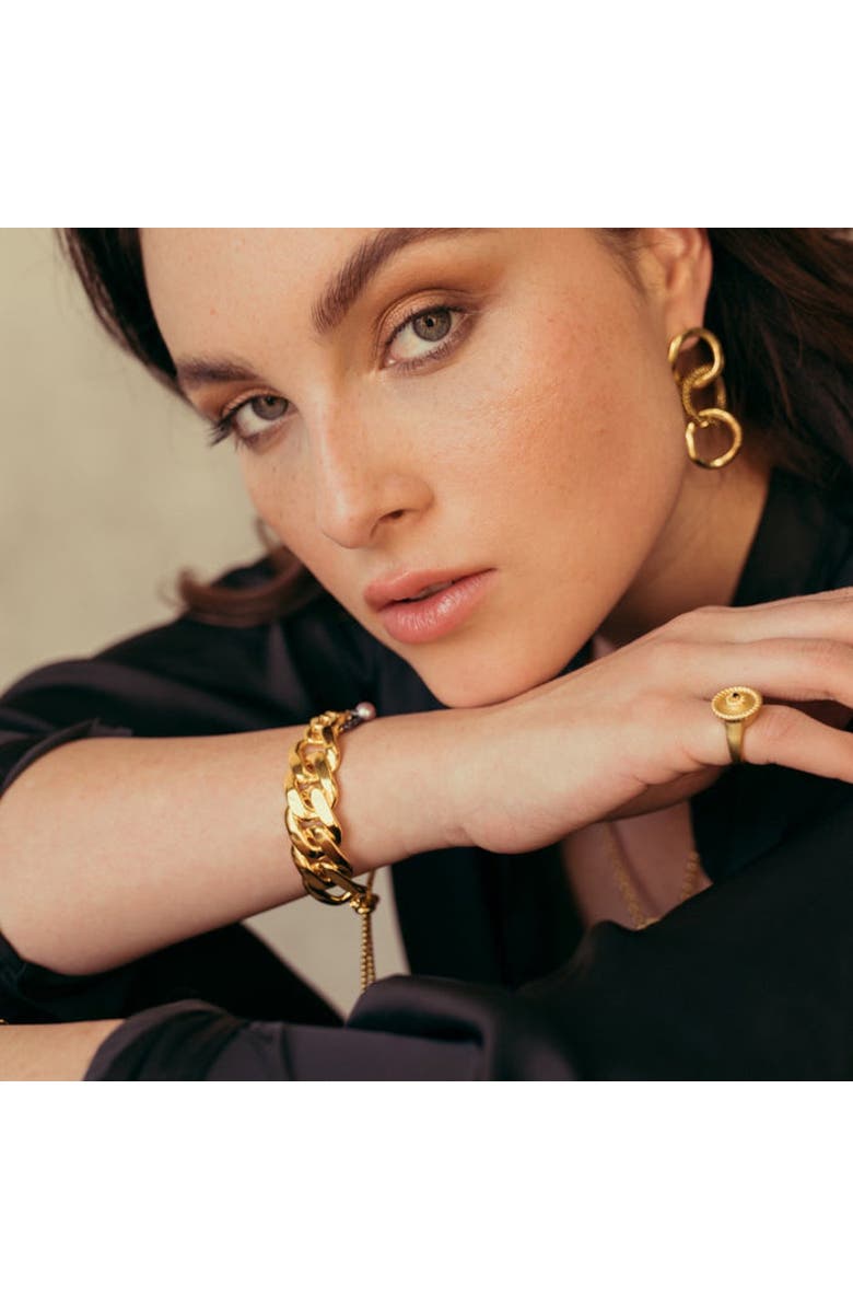 ZARUX Three Charms Cuff, Alternate, color, Yellow Gold