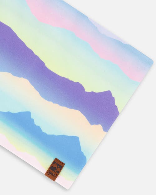 Deux Par Deux Baby Girl's Printed Neck Tube Mauve And Blue, Pink Mountain In Mauve And Blue, Pink Mountain