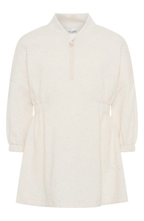TINY TRIBE Kids' Half Zip Long Sleeve Sweatshirt Dress in Ecru 