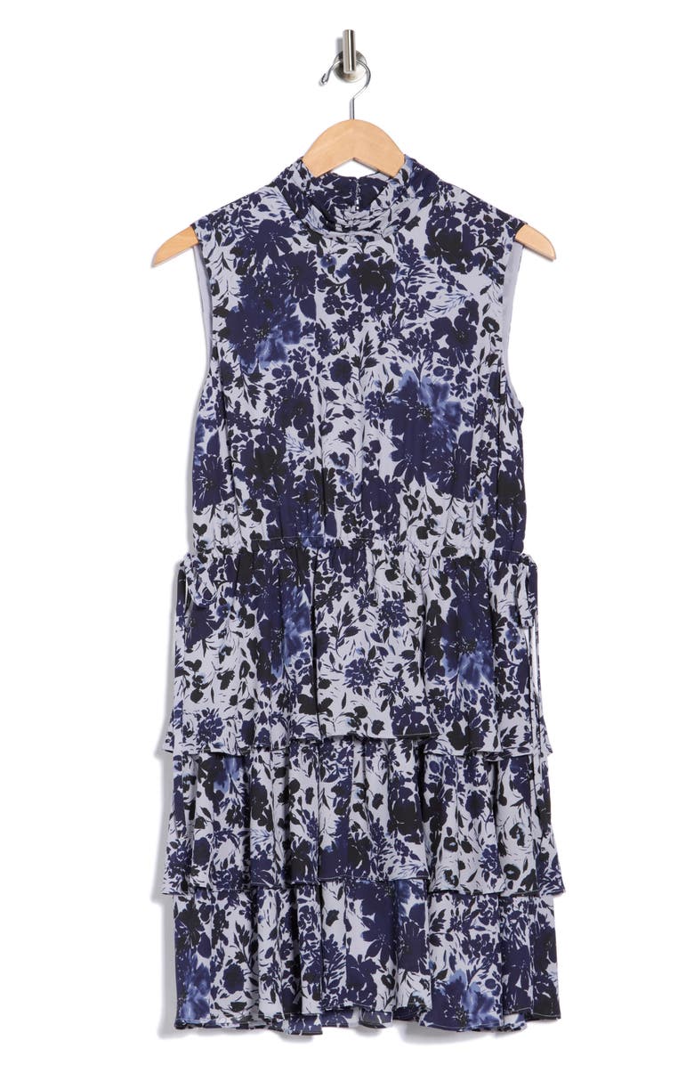 Derek Lam 10 Crosby Ida Floral Shift Dress, Main, color, Denim Blue Multi