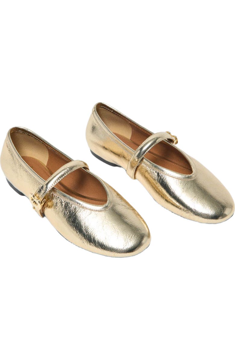 maje Metallic leather ballet flats, Alternate, color, Light Gold