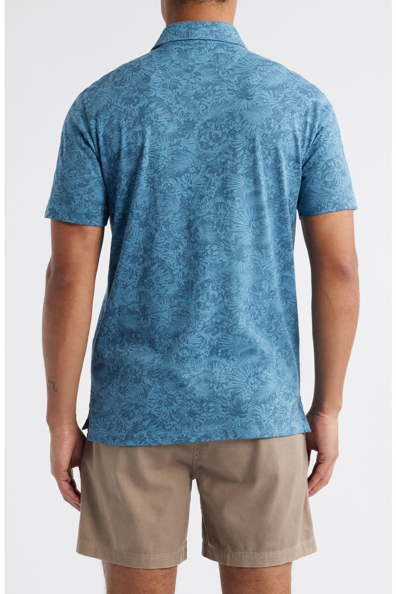 Retreat Floral Polo, Alternate, color, BLUE TROPIC FAN