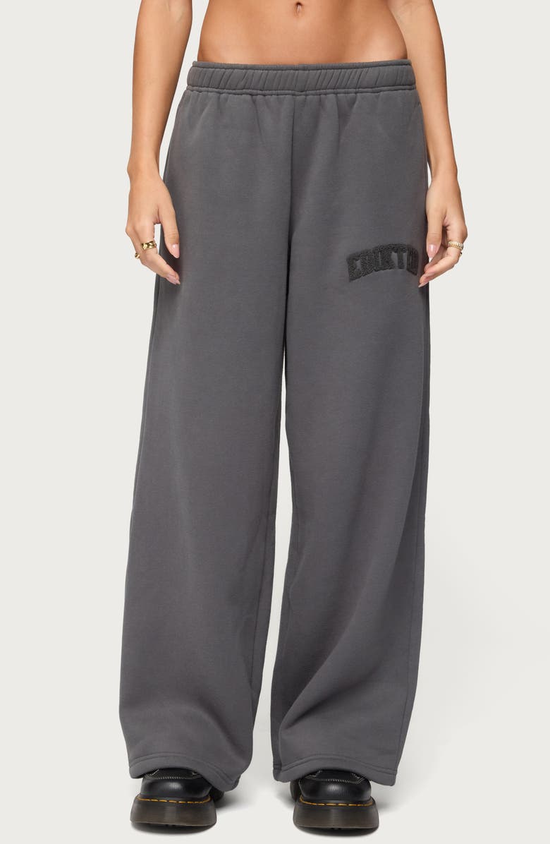 EDIKTED To You Fuzzy Logo Sweatpants, Main, color, Dark-Gray