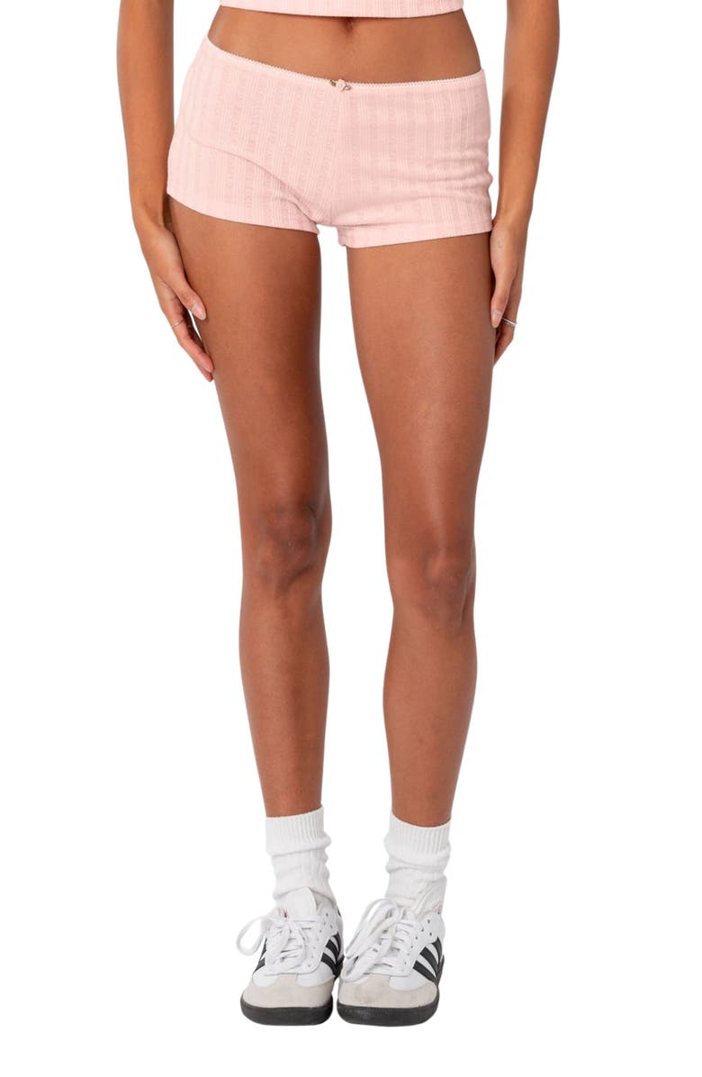 EDIKTED Sweetpea Pointelle Low Rise Microshorts, Main, color, 