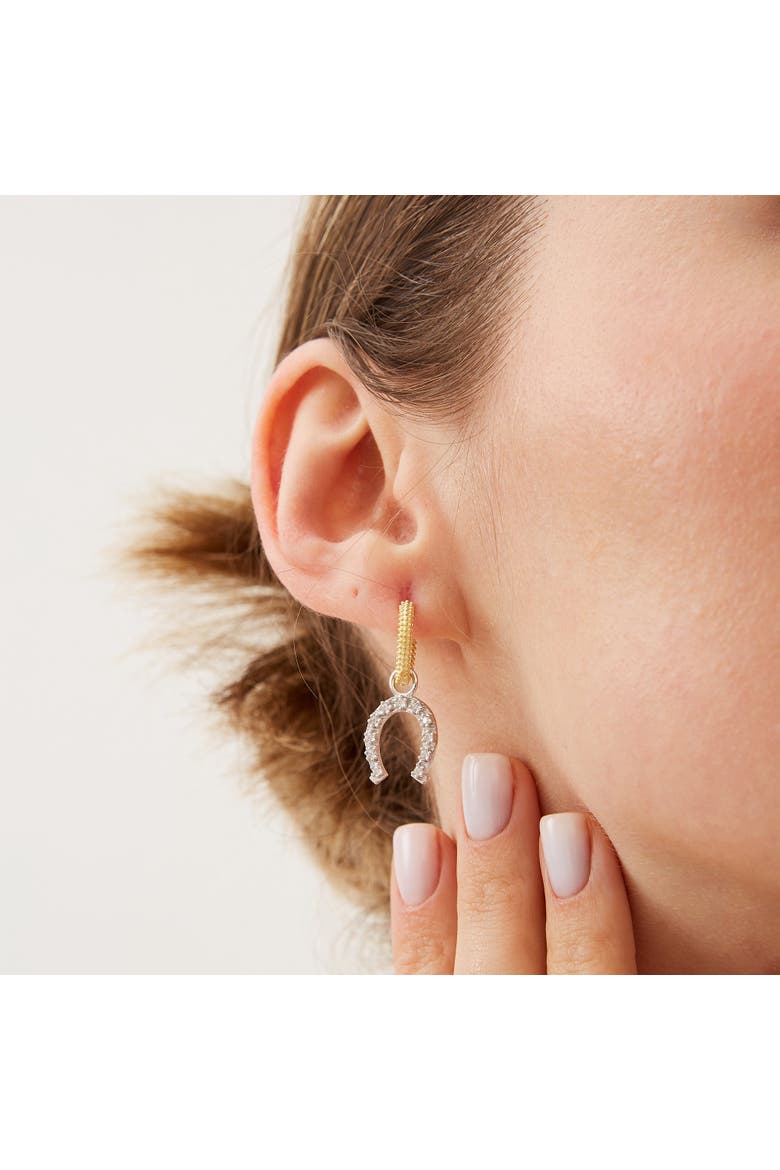 Gold Vermeil Hoop Sterling Silver Horseshoe Equestrian Earrings, Alternate, color, Silver