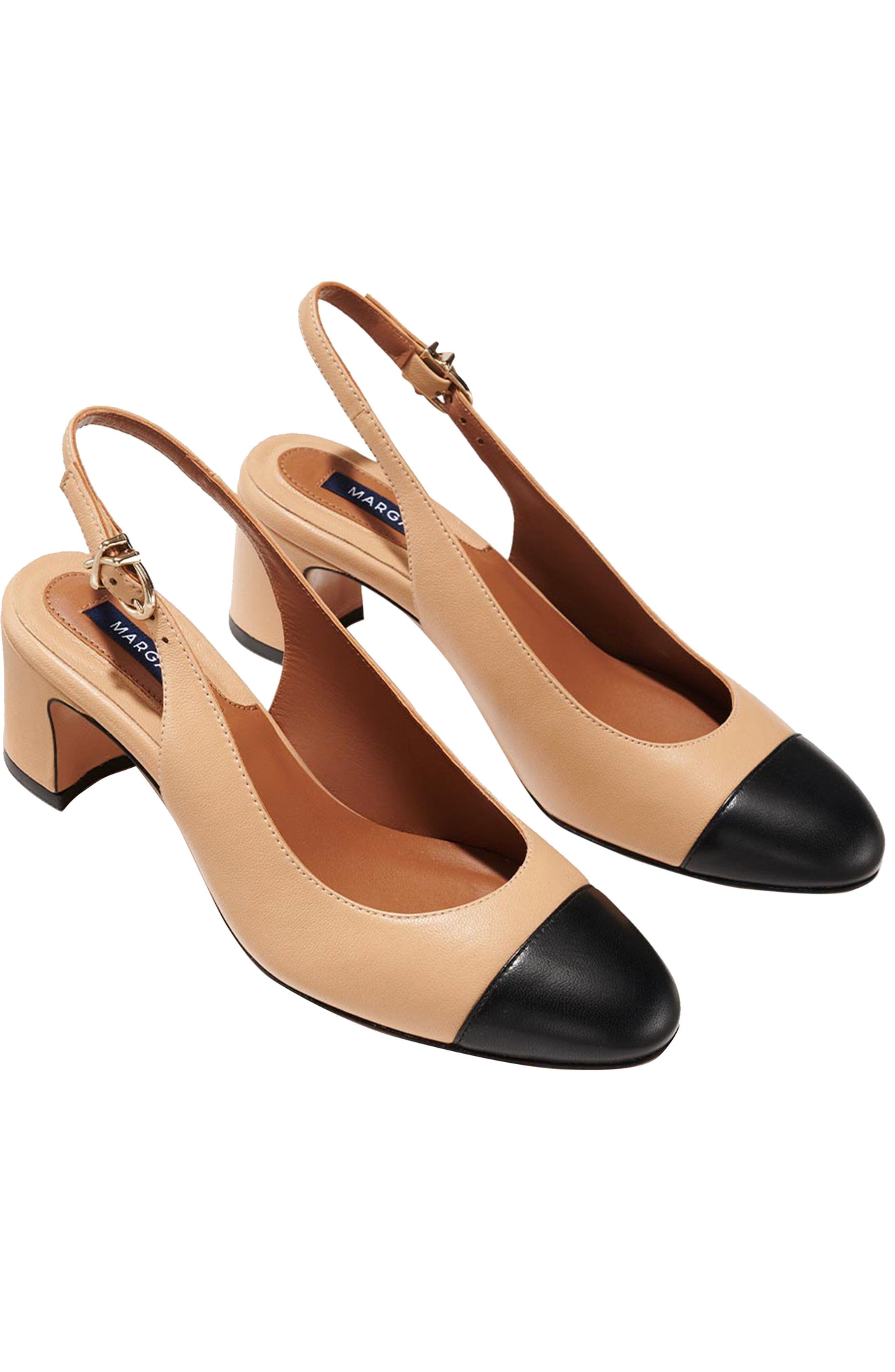 MARGAUX The Cap-Toe Cluny Slingback Pumps, Alternate, color, Dune And Black