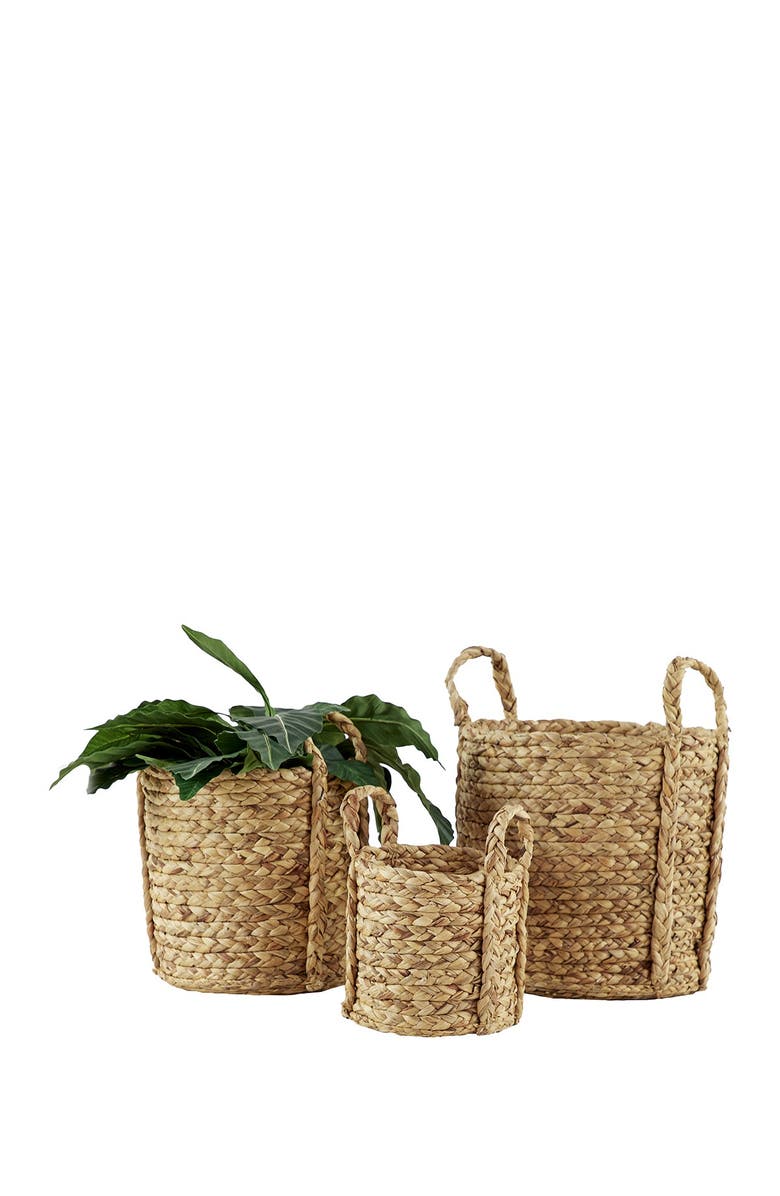 GINGER BIRCH STUDIO Round Natural Seagrass Wicker Basket Planters with Handles - Set of 3, Alternate, color, 