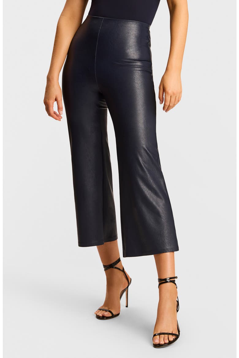 Faux Leather Crop Wide Leg Pants, Main, color, NAVY