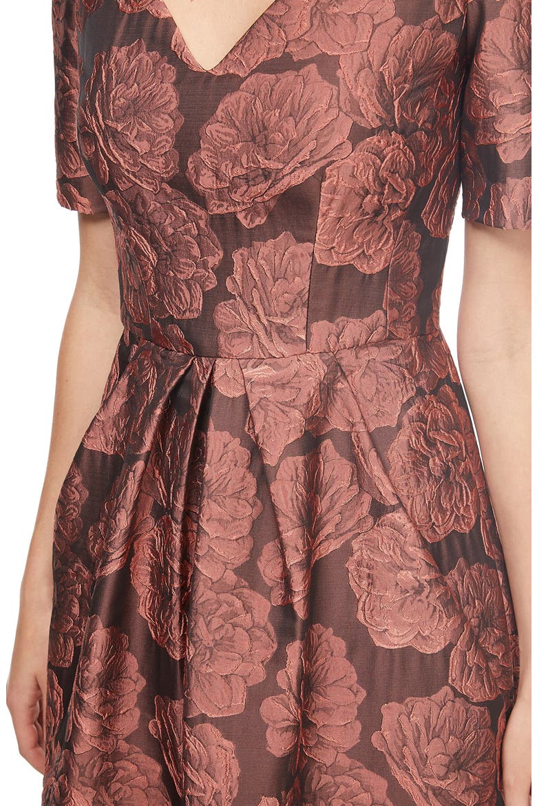 Ingrid Jacquard Fit & Flare Dress, Alternate, color, RUST