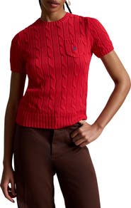 Polo Ralph Lauren Short Sleeve Cotton Cable Knit Sweater
