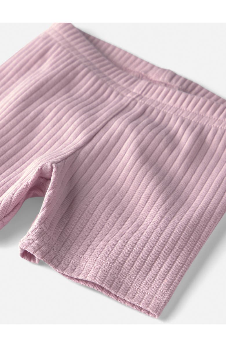 Little Planet 2-Pack Assorted Rib Stretch Organic Cotton Pedal Shorts, Alternate, color, Purple Cream
