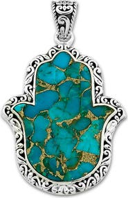 SAMUEL B. Sterling Silver Mohave Turquoise Hamsa Pendant