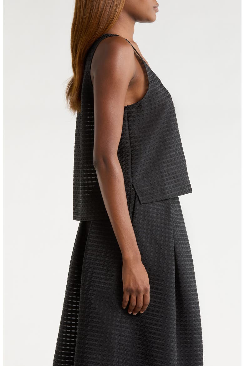 Vichy 3D Jacquard Crop Top, Alternate, color, SOLID BLACK
