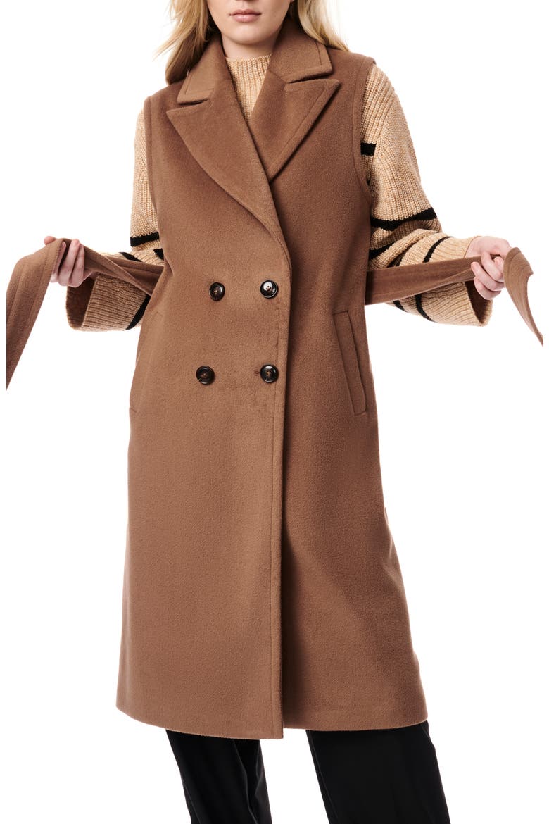 Double Breasted Longline Vest, Alternate, color, CAMEL