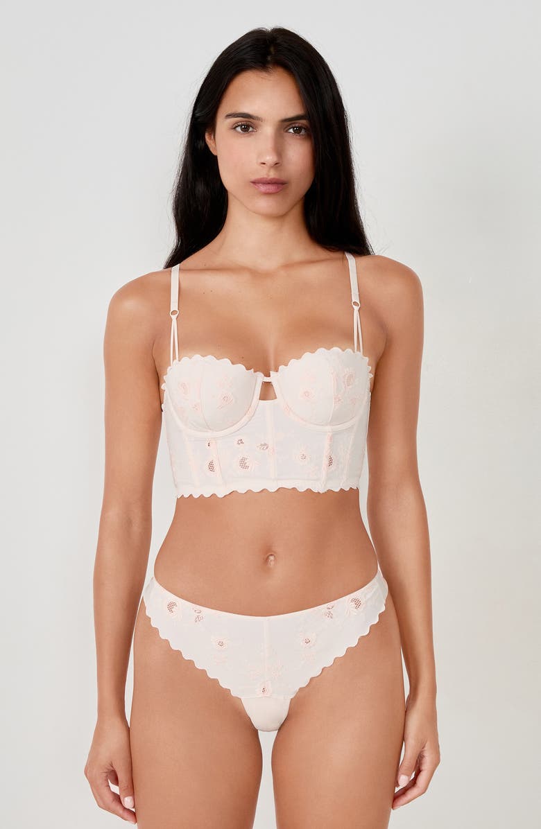 Etam Ravissante Ravi Embroidered Bustier, Alternate, color, Pink