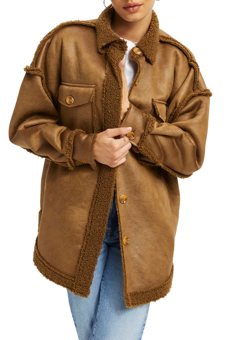 Faux Shearling Coat, Main, color, SE01