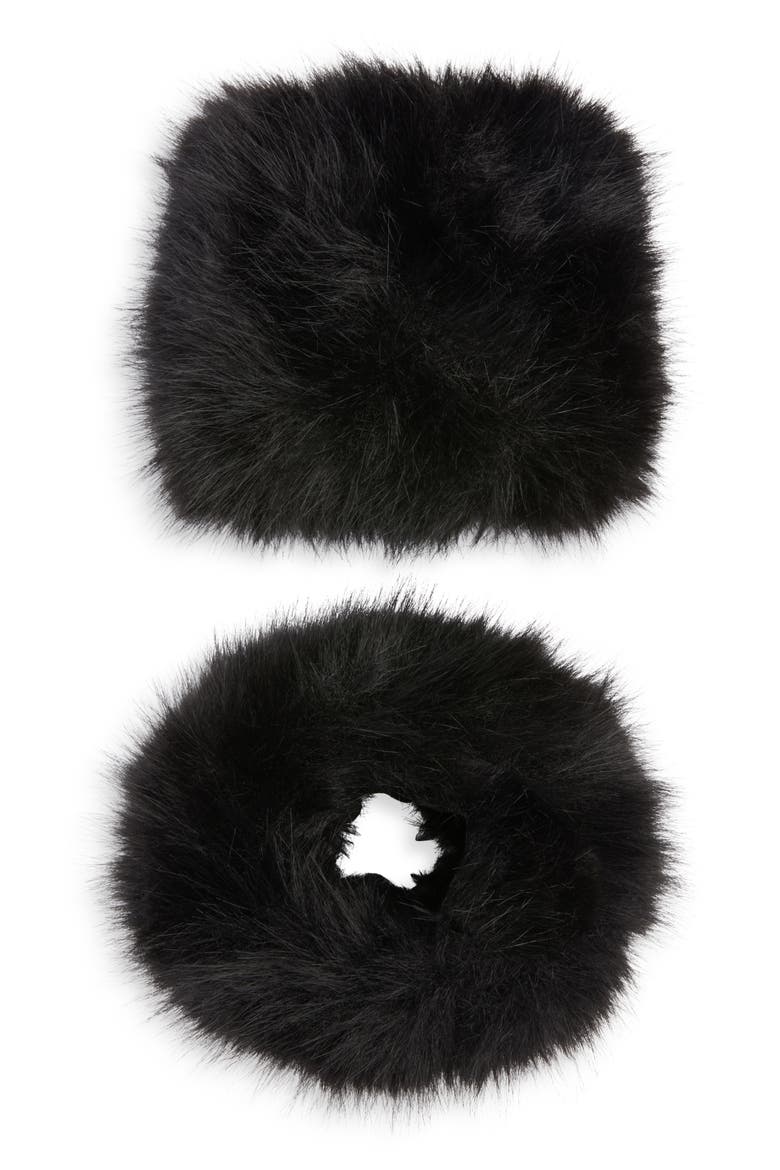 Faux Fur Cuffs, Main, color, BLACK