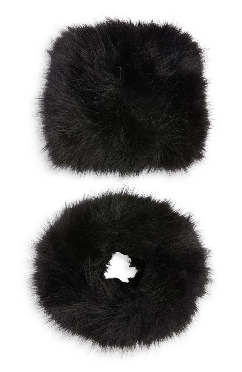 Naked Wardrobe Faux Fur Cuffs, Main, color, Black