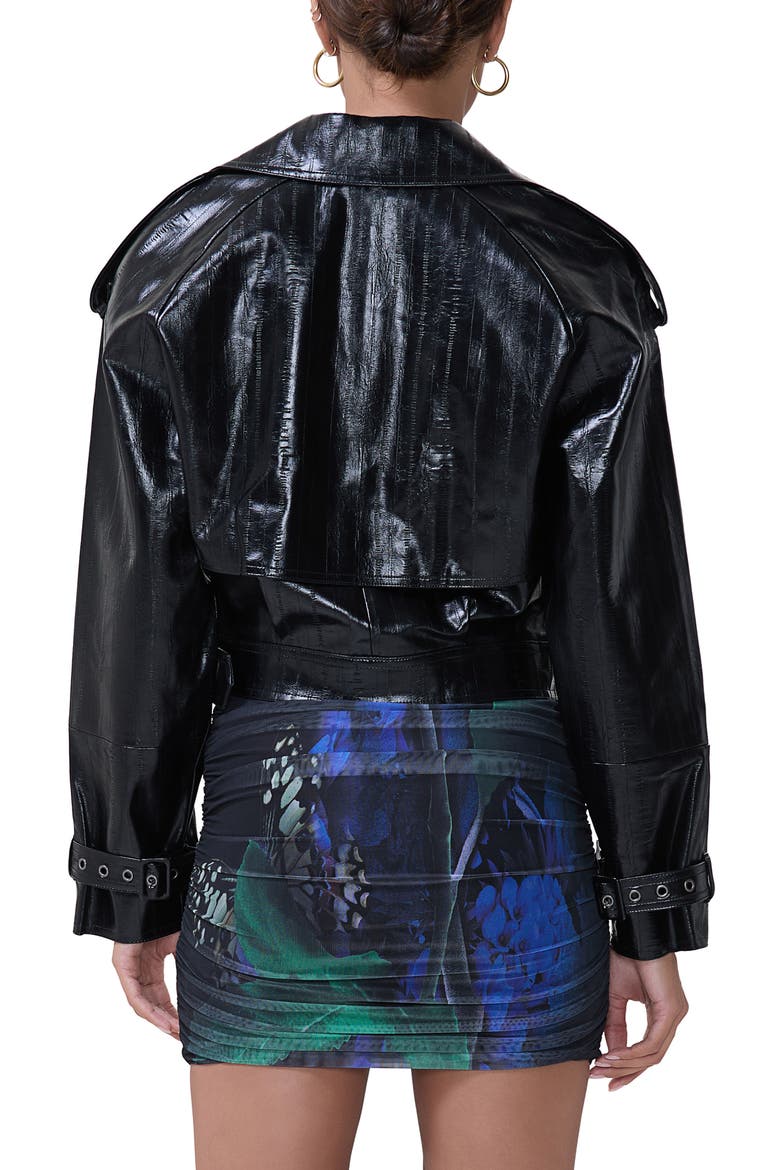 Mercer Snake Embossed Faux Leather Moto Jacket, Alternate, color, BLACK EEL