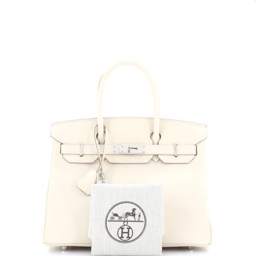Pre-owned Hermes  Hermes Birkin Handbag Light Epsom With Palladium Hardware 30 In White