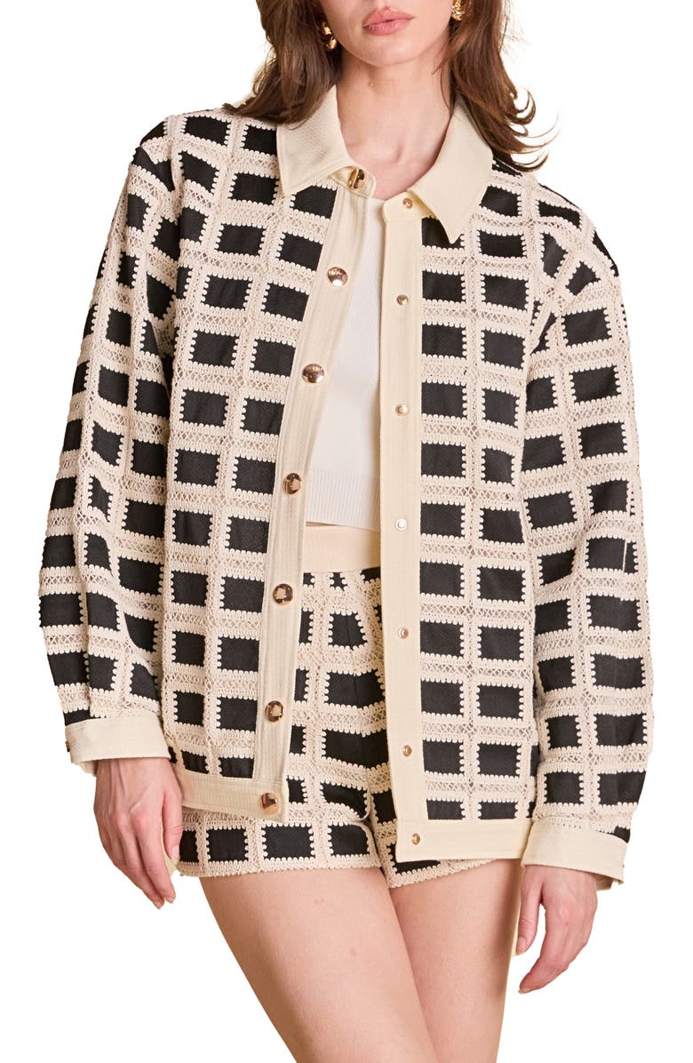 English Factory Oversize Long Sleeve Shirt, Main, color, Natural/ Black